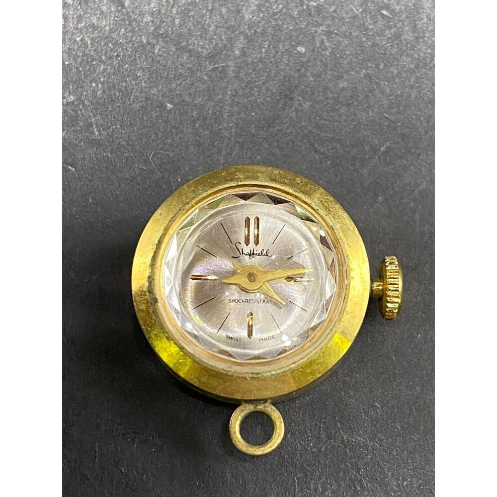 Sheffield Swiss Made Pendant Watch Gold Tone Manual Wind Up Shock Resistant